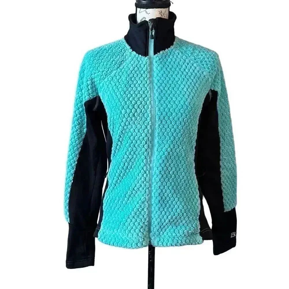 Avalanche Turquoise Fuzzy Furry Full Zip Active Athletic Outdoor Jacket M Womens